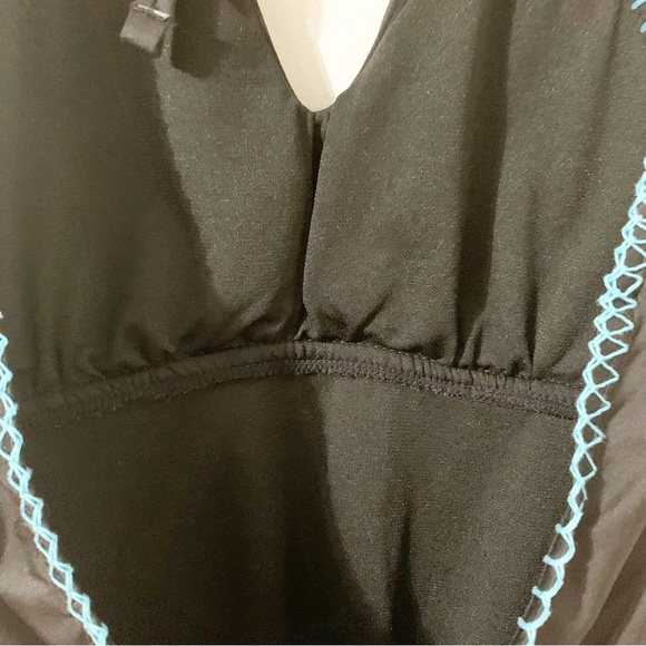 Apt. 9 Black Floral Embroidered Waistband One Piece Bathing Suit / Swimsuit 🖤🩵 - Picture 8 of 12